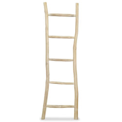 vidaXL Teak Towel Ladder with 5 Rungs 45x150cm Natural Rack Holder Bathroom