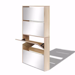 vidaXL Shoe Cabinet 4-Layer Mirror Oak Organiser Rack Stand Shelf Furniture - Additional view 2