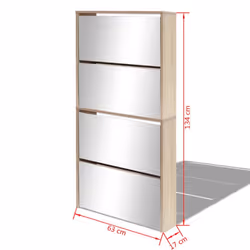 vidaXL Shoe Cabinet 4-Layer Mirror Oak Organiser Rack Stand Shelf Furniture - Additional view 4