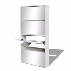 vidaXL Shoe Cabinet 4-Layer Mirror White Home Organiser Rack Stand Furniture