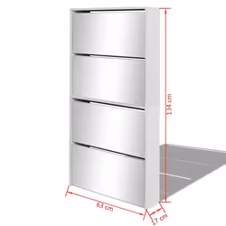 vidaXL Shoe Cabinet 4-Layer Mirror White Home Organiser Rack Stand Furniture - Additional view 4