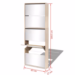 vidaXL Shoe Cabinet 5-Layer Mirror Oak Home Storage Rack Organiser Furniture - Additional view 4