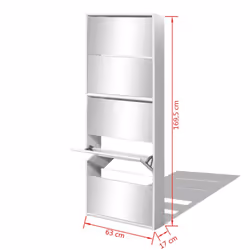 vidaXL Shoe Cabinet 5-Layer Mirror White Storage Rack Organiser Furniture - Additional view 4