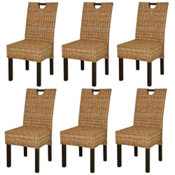 vidaXL 6x Dining Chairs Kubu Rattan Mango Wood Home Kitchen Furniture Seat
