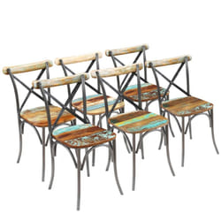 vidaXL 2x Solid Mango Wood Cross Chairs Wooden Kitchen Dining Seat Black/White - 6 pcs
