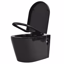 vidaXL Wall Hung Toilet with Concealed Cistern Ceramic Black Bathroom WC Seat - Additional view 2
