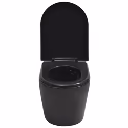 vidaXL Wall Hung Toilet with Concealed Cistern Ceramic Black Bathroom WC Seat - Additional view 4