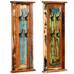 vidaXL 2x Solid Wood Coat Racks Reclaimed 38x100 cm Clothes Hook Hanger Stand - Additional view 4