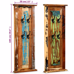 vidaXL 2x Solid Wood Coat Racks Reclaimed 38x100 cm Clothes Hook Hanger Stand - Additional view 8