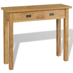 vidaXL Solid Teak Console Table 90x30x80 cm Side End Dressing Desk 2 Drawers