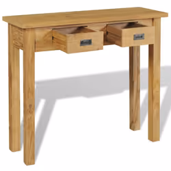 vidaXL Solid Teak Console Table 90x30x80 cm Side End Dressing Desk 2 Drawers