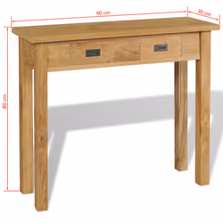 vidaXL Solid Teak Console Table 90x30x80 cm Side End Dressing Desk 2 Drawers