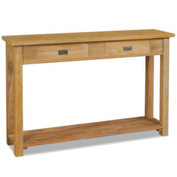 vidaXL Solid Teak Console Table 120x30x80 cm Side End Dressing Desk 2 Drawers