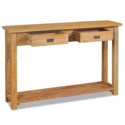vidaXL Solid Teak Console Table 120x30x80 cm Side End Dressing Desk 2 Drawers