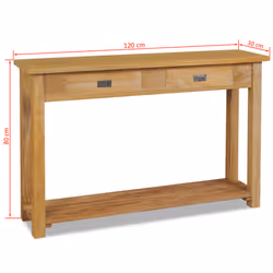 vidaXL Solid Teak Console Table 120x30x80 cm Side End Dressing Desk 2 Drawers