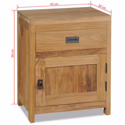 vidaXL Solid Teak Bedside Cabinet 40x30x50cm Bedroom Nightstand Table Unit