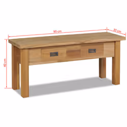 vidaXL Hall Bench Solid Teak 90x30x40 cm Entryway Storage Cabinet TV Unit Home - Additional view 3