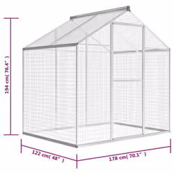 vidaXL Outdoor Aviary Aluminium 178x122x194cm Bird Cage House Garden Habitat