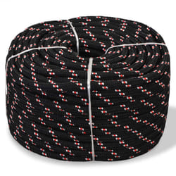 vidaXL Marine Rope Polypropylene 8mm 100m Black Weatherproof Lifting Swing
