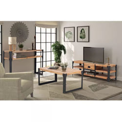 vidaXL 3 pcs Solid Acacia Wood Living Room Furniture Set TV Stand 2 Tables