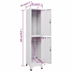 vidaXL Locker Cabinet with 2 Compartments Industrial Office Storage Organiser - Additional view 9