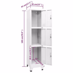vidaXL Locker Cabinet with 3 Compartments 38x45x180cm Changing Room Storage - Additional view 9