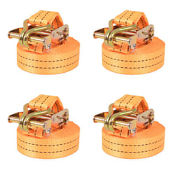vidaXL 10x/4x Ratchet Tie Down Straps 4 Tonnes Tool Blue/Orange Multi Sizes - orange, 6 m x 38 mm/ 4 pcs