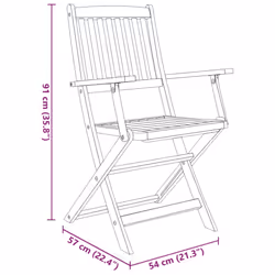 vidaXL Solid Acacia Wood Outdoor Dining Set 9 Piece Folding Table Armchairs - Additional view 5