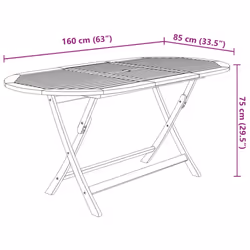 vidaXL Solid Acacia Wood Outdoor Dining Set 9 Piece Folding Table Armchairs - Additional view 6
