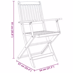vidaXL 7 Piece Solid Acacia Wood Outdoor Dining Set Folding Armchair Table - Additional view 5