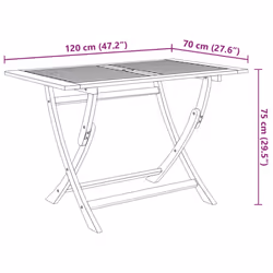 vidaXL 7 Piece Solid Acacia Wood Outdoor Dining Set Folding Armchair Table - Additional view 6