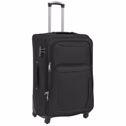 vidaXL 3 Piece Soft Case Trolley Set Black Wheeled Travel Luggage Suitcase Bag - Additional view 2
