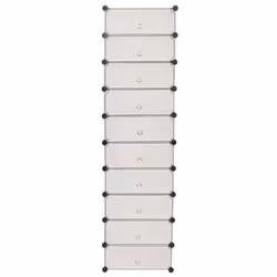 vidaXL Interlocking Shoe Organiser with 10 Compartments White  Footwear Rack