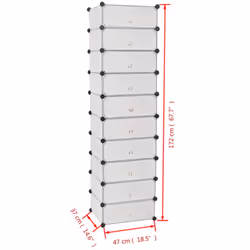 vidaXL Interlocking Shoe Organiser with 10 Compartments White  Footwear Rack - Additional view 4