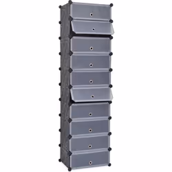 vidaXL Interlocking Shoe Organiser with 10 Compartments Black  Footwear Rack