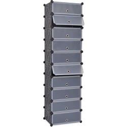 vidaXL Interlocking Shoe Organiser with 10 Compartments Black  Footwear Rack
