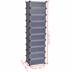 vidaXL Interlocking Shoe Organiser with 10 Compartments Black  Footwear Rack - Additional view 5