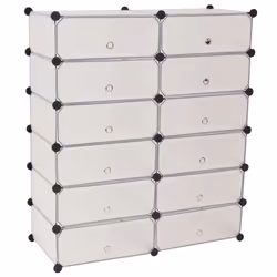 vidaXL Interlocking Shoe Organiser with 12 Compartments White Footwear Rack