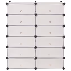 vidaXL Interlocking Shoe Organiser with 12 Compartments White Footwear Rack