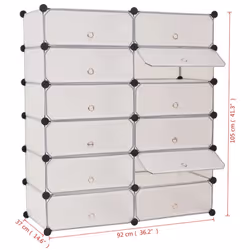 vidaXL Interlocking Shoe Organiser with 12 Compartments White Footwear Rack - Additional view 5