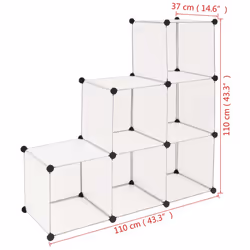 vidaXL Storage Cube Organiser with 6 Compartments White Shoe Rack Cupboard - Additional view 4