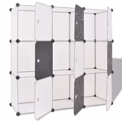 vidaXL Storage Cube Organiser with 9 Compartments Black and White Shoe Rack