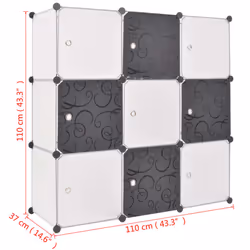 vidaXL Storage Cube Organiser with 9 Compartments Black and White Shoe Rack - Additional view 4