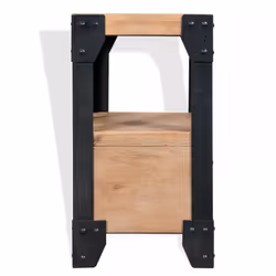 vidaXL Solid Acacia Wood Nightstand Steel 40x30x54cm Bedside Table Cabinet