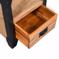 vidaXL Solid Acacia Wood Nightstand Steel 40x30x54cm Bedside Table Cabinet - Additional view 4
