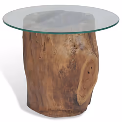 vidaXL Teak Coffee Table Glass Tabletop 50x40cm End Living Room Furniture