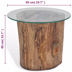 vidaXL Teak Coffee Table Glass Tabletop 50x40cm End Living Room Furniture
