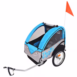 vidaXL Bike Trailer Cargo Bike Wagon Kids Bicycle Trailer Grey and Blue 30 kg