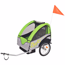 vidaXL Bike Trailer Cargo Bike Wagon Bicycle Trailer Grey and Green 30 kg