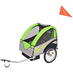 vidaXL Bike Trailer Cargo Bike Wagon Bicycle Trailer Grey and Green 30 kg